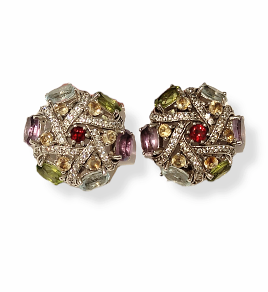 Серьги из серебра с миксом камней 2405933021 Серьги (Ag 925)