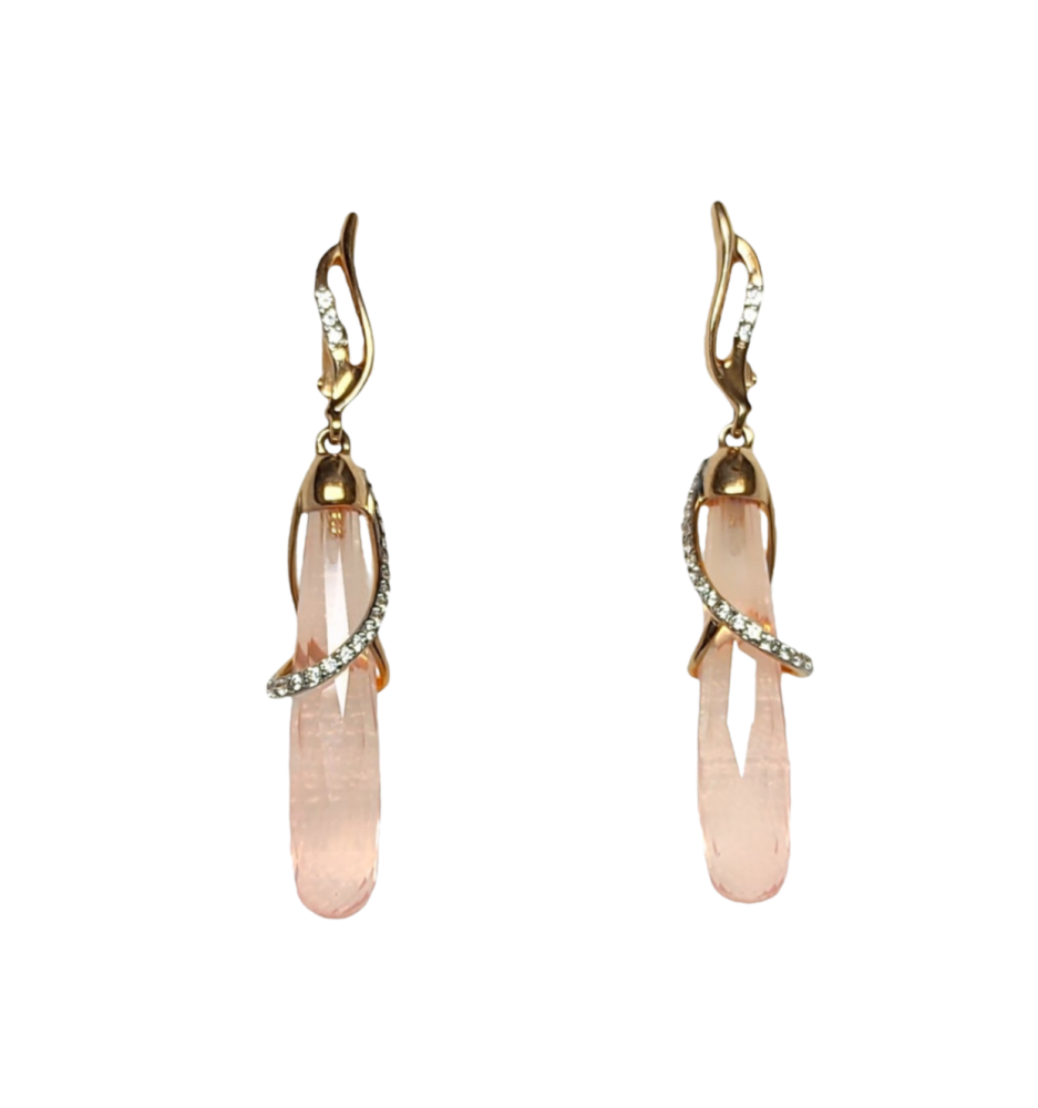 Серьги из золота с розовым кварцем 2180276 Серьги (Au 585)