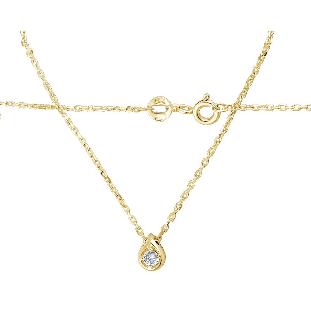 Колье из желтого золота с фианитом 01Л131640 Колье (Au 585)