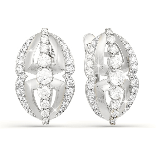 Серьги из серебра с фианитами  с121397 Серьги (Ag 925)