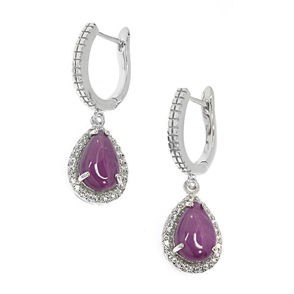 Серьги из серебра со звездчатыми рубинами 2380001039607 Серьги (Ag 925)