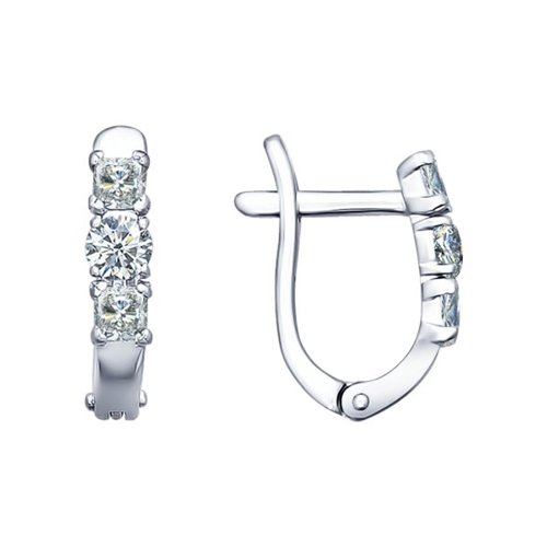 Серьги из серебра с фианитами  94021704 Серьги (Ag 925)