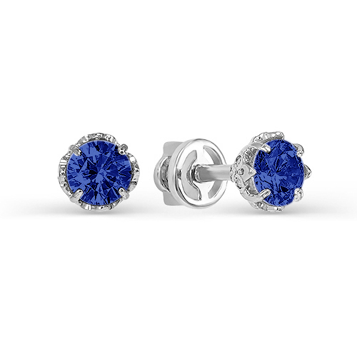 Серьги из серебра c фианитами с050364 Серьги пусеты (Ag 925)