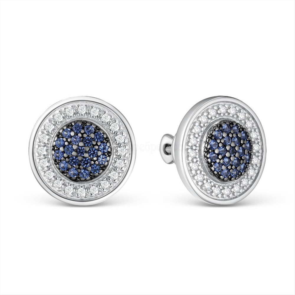 Серьги из серебра c фианитами 58597 Серьги (Ag 925)