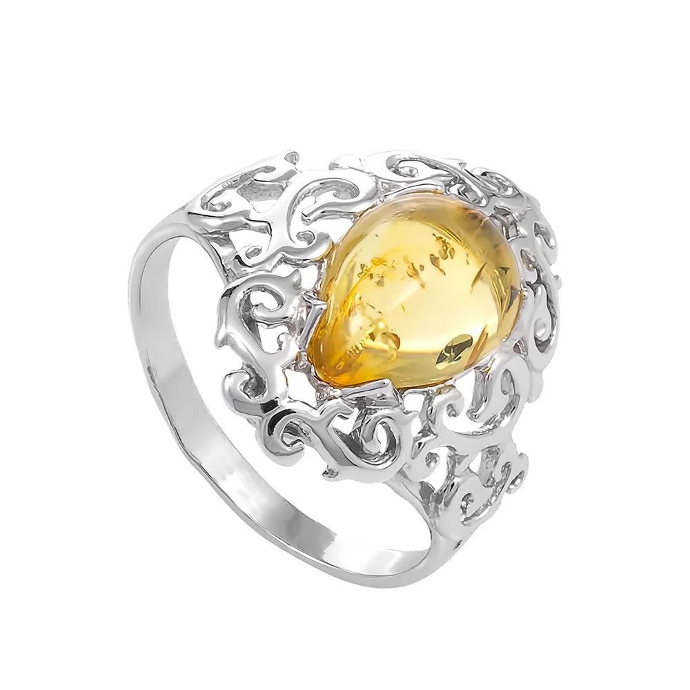 Кольцо из серебра с янтарем 25030300035 Кольцо (Ag 925)