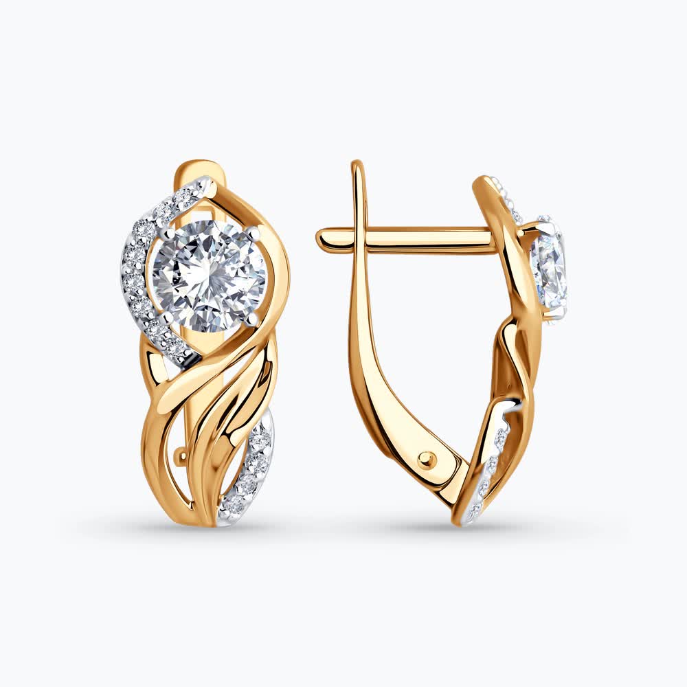 Серьги из золота с фианитами 027463 Серьги (Au 585)