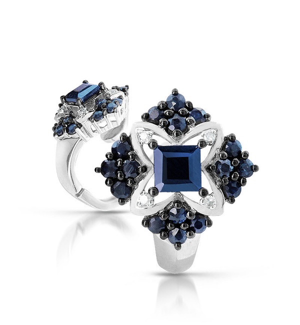 Серьги из золота с сапфирами и бриллиантами 48280 Серьги (Au 585)