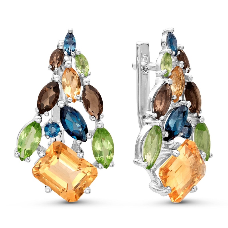Серьги из серебра с полудрагоценными вставками С620-3260М12 Серьги (Ag 925)