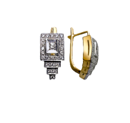 Серьги из желтого золота с бриллиантами 0355.22 Серьги (Au 585)