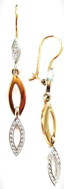 Серьги из золота с фианитами длинные 4107 Серьги (Au 585)