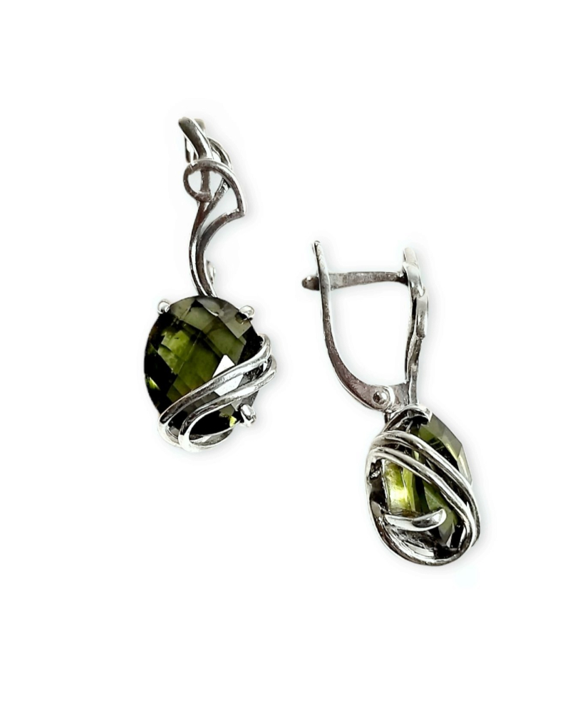 Серьги из серебра с турмалинами 00064-226 Серьги (Ag 925)
