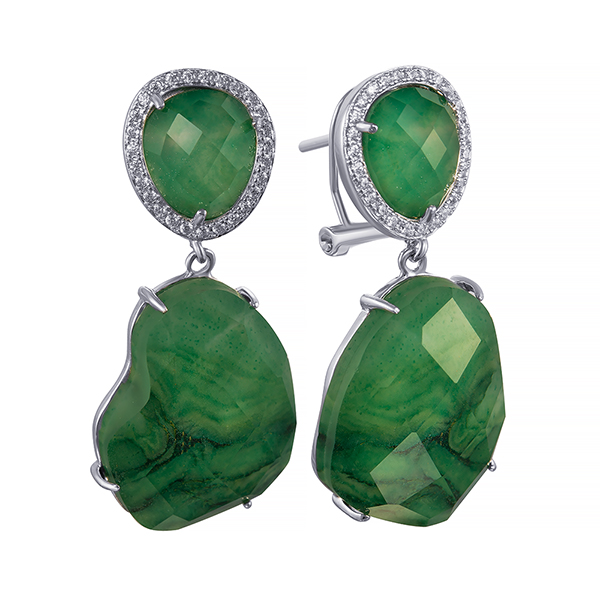 Серьги из серебра с яшмой 1740007013602 Серьги (Ag 925)