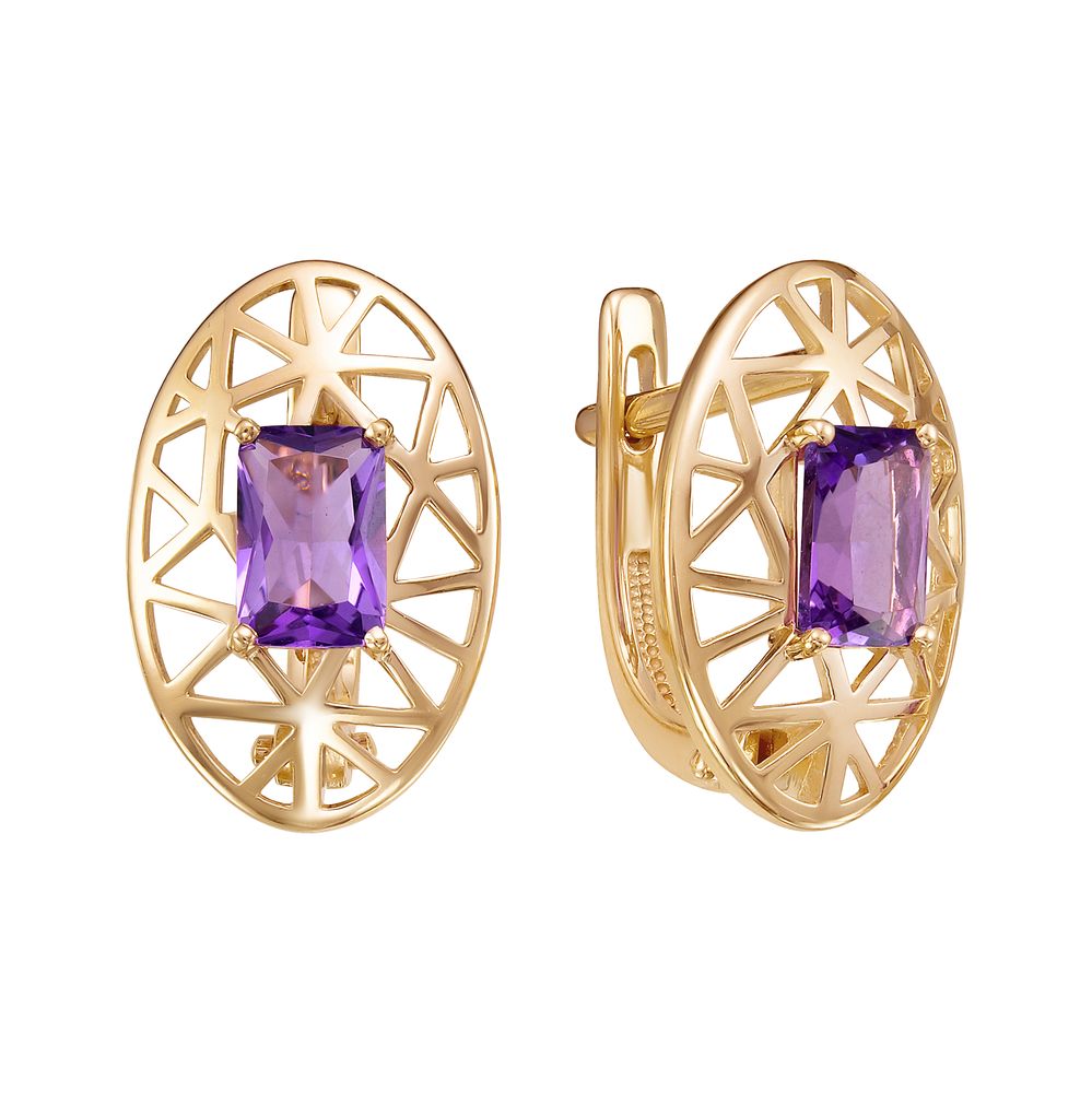 Серьги из золота с аметистами С120-5463Ам Серьги (Au 585)