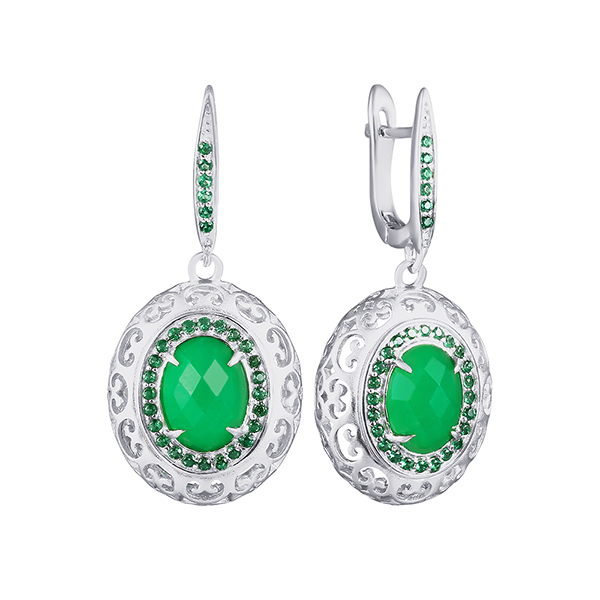 Серьги из серебра с агатами 1020004026201 Серьги (Ag 925)