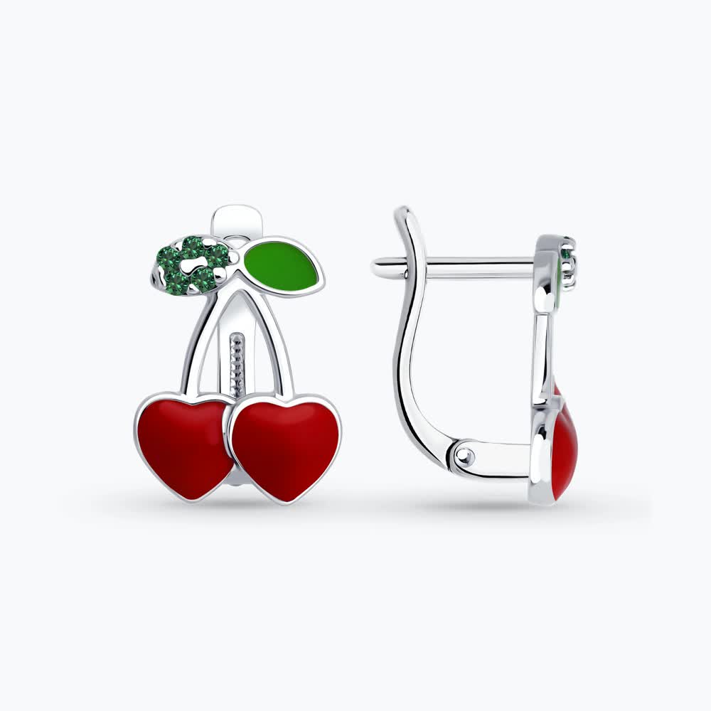 Серьги из серебра с эмалью детские 94027118 Серьги (Ag 925)