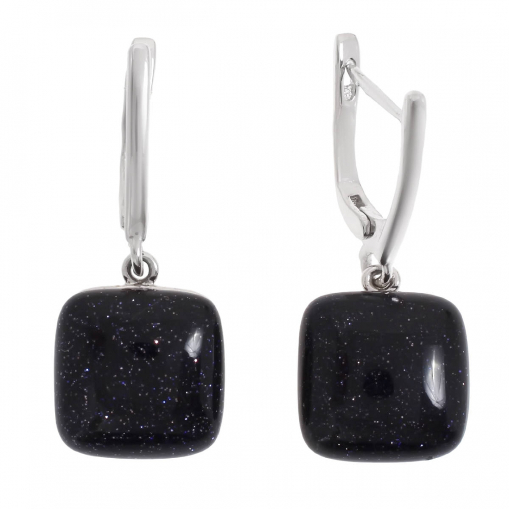 Серьги из серебра с авантюринами 2436930112 Серьги (Ag 925)