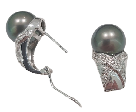 Серьги из белого золота с жемчугом и бриллиантами 1207 GW11-1211 Серьги (Au 585)