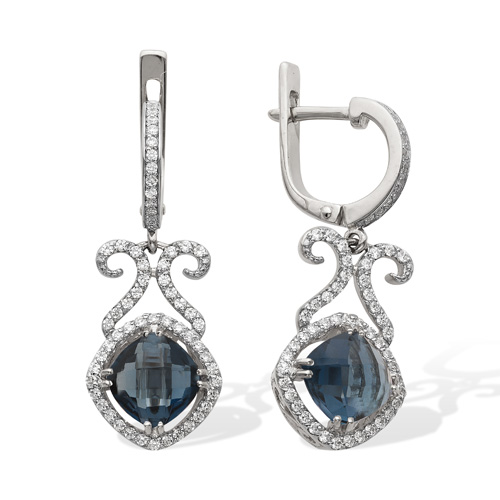 Серьги из белого золота с топазами и фианитами С220-973ТЛ Серьги (Au 585)
