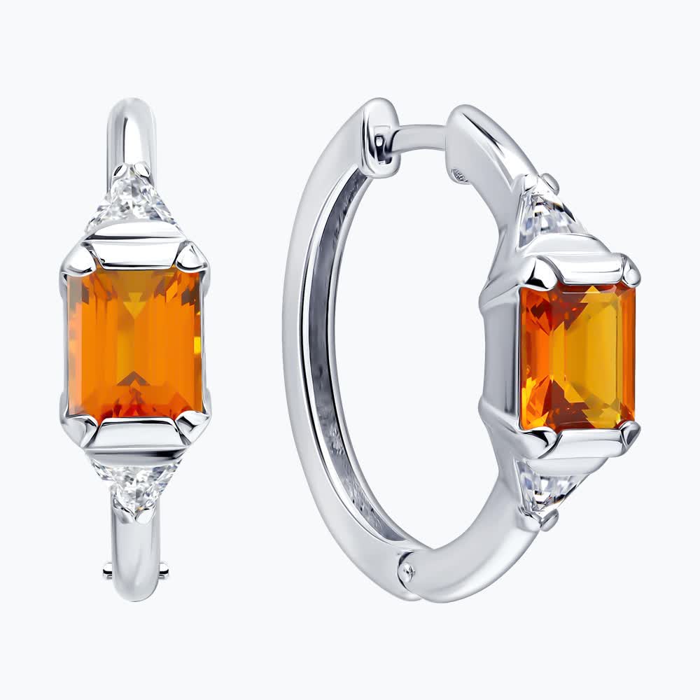 Серьги из серебра с фианитами  94027902 Серьги (Ag 925)