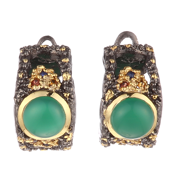 Серьги из серебра с агатами 1820009046802 Серьги (Ag 925)
