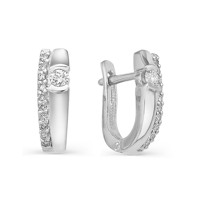 Серьги из белого золота c бриллиантами 398-21001 Серьги (Au 585)