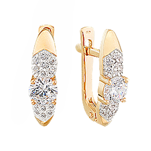 Серьги из золота с фианитами 14135 Серьги (Au 585)