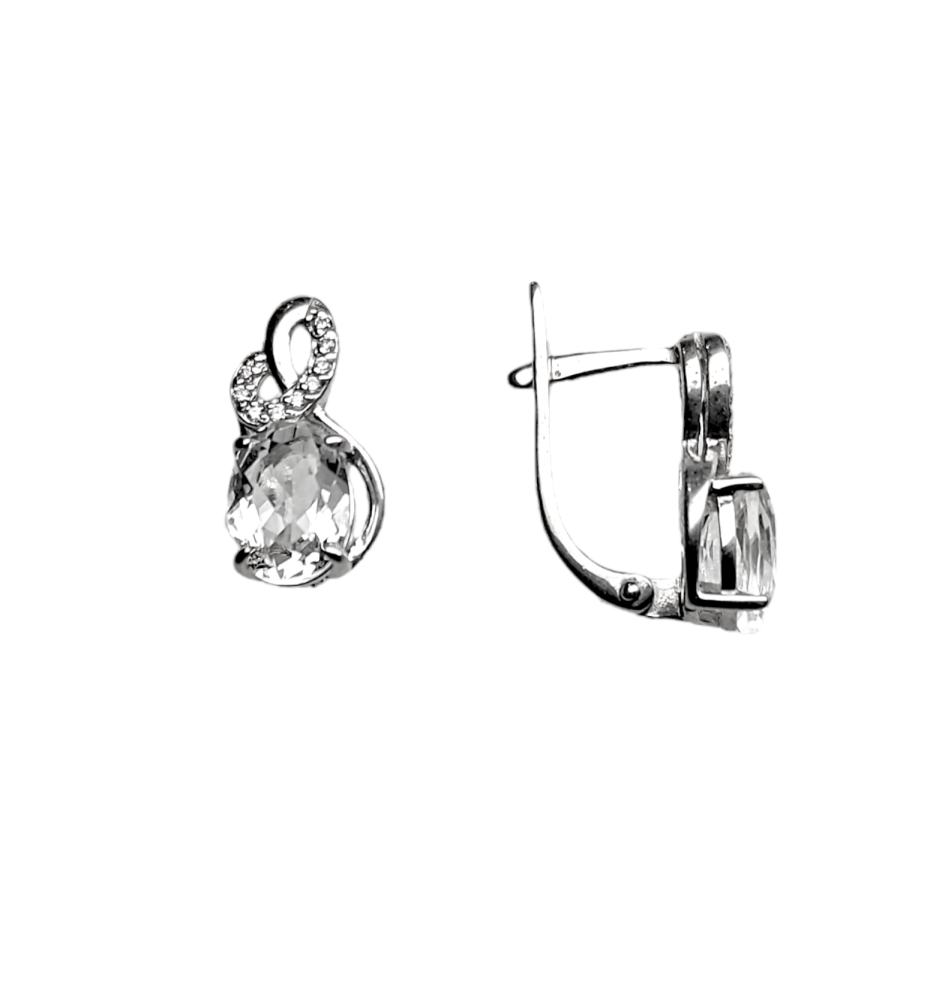  Серьги из серебра с горным хрусталем и фиани 00211-231 Серьги (Ag 925)