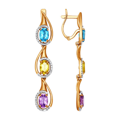 Серьги из золота с миксом камней 723234 Серьги (Au 585)