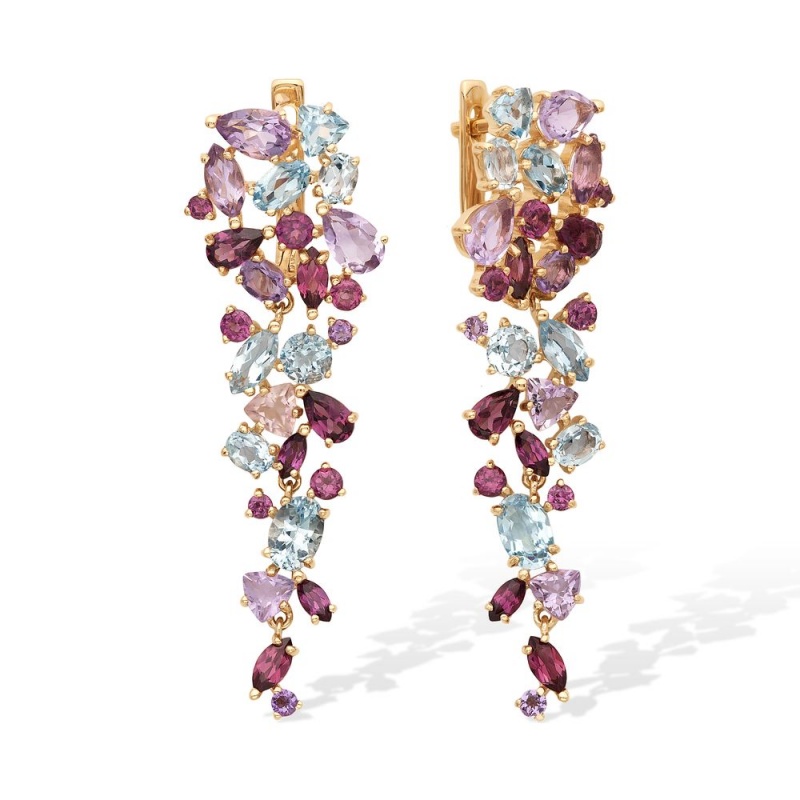 Серьги из золота с миксом камней С120-421М8 Серьги (Au 585)