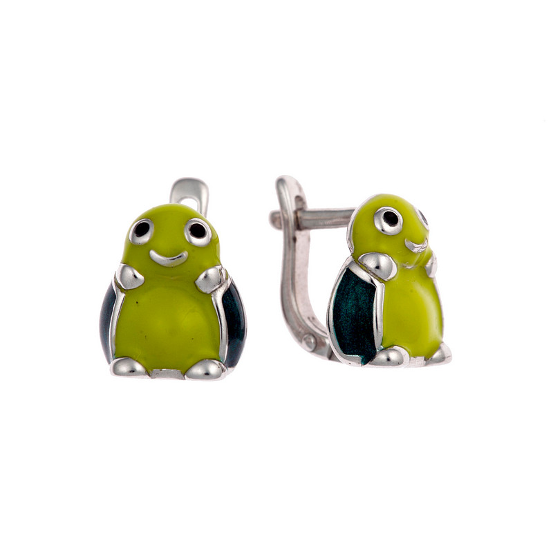 Серьги из серебра с эмалью детские 970120608 Серьги (Ag 925)
