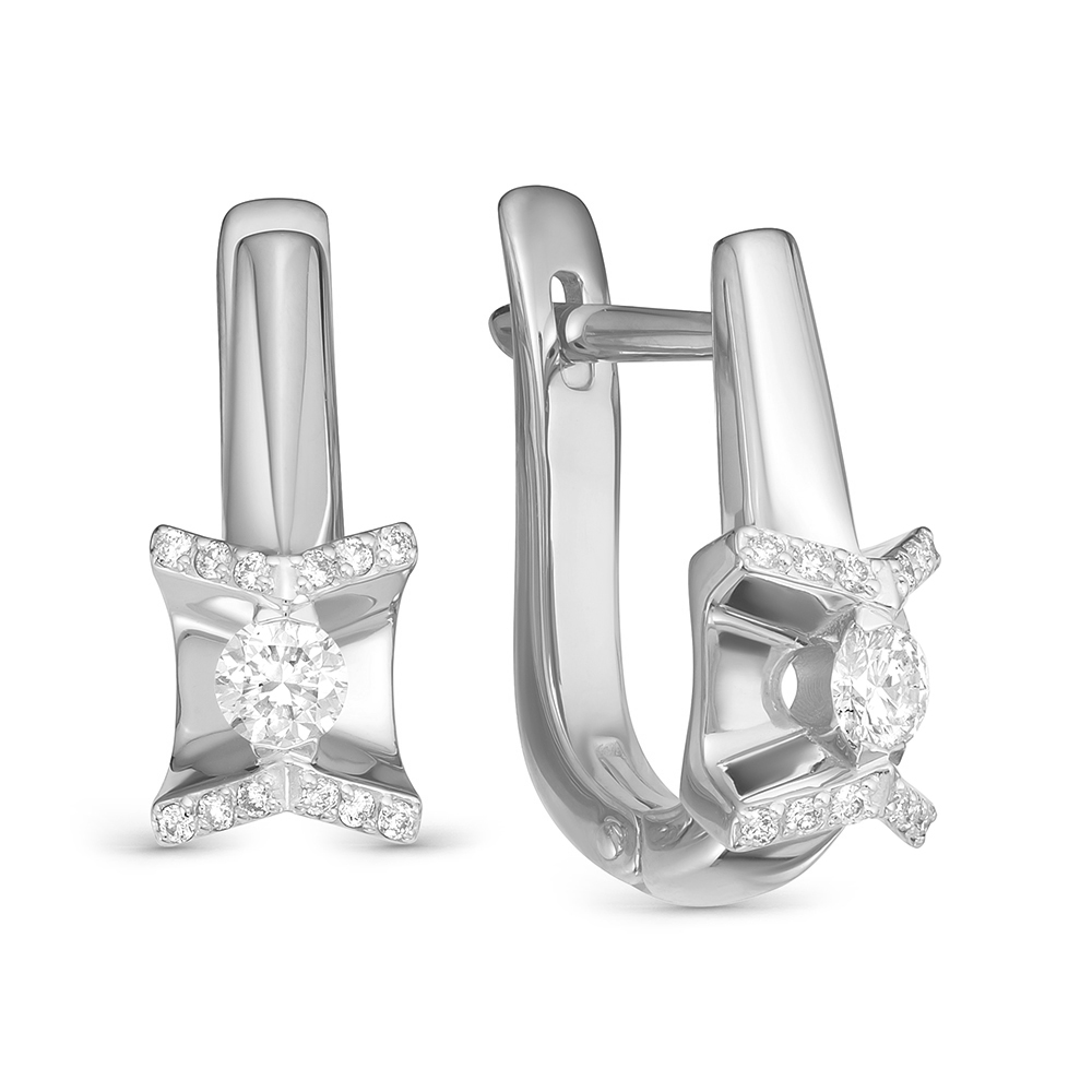 Серьги из белого золота c бриллиантами 3279-21001 Серьги (Au 585)