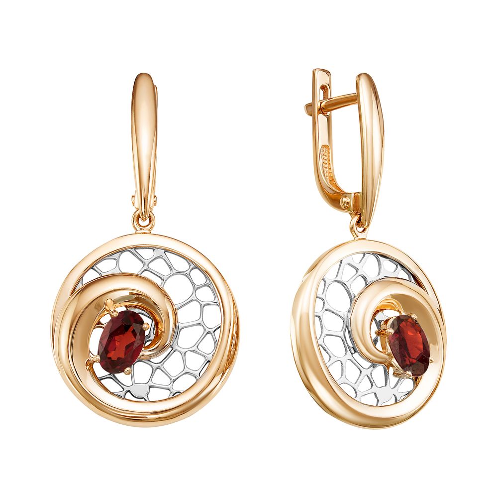 Серьги из золота с гранатами С122-4636Гр Серьги (Au 585)