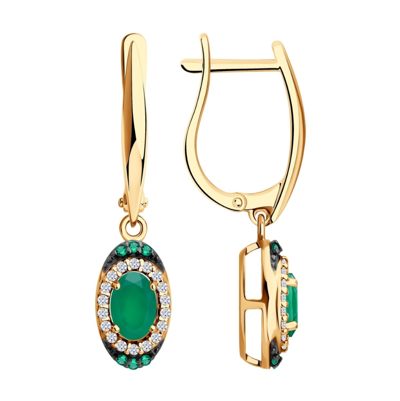 Серьги из серебра с агатами и фианитами 92025343 Серьги (Ag 925)