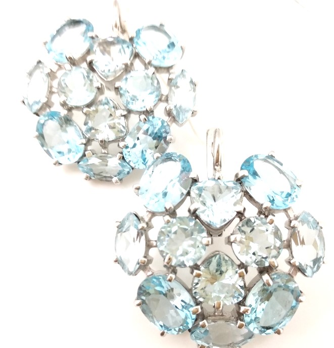 Серьги из серебра с топазами 2190 Серьги (Ag 925)