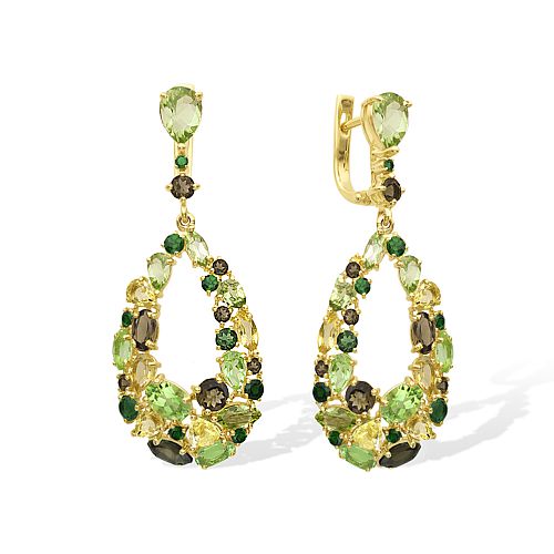 Серьги из золота с миксом камней С320-947М8 Серьги (Au 585)