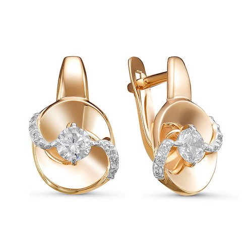 Серьги из золота с фианитами 127433 Серьги (Au 585)
