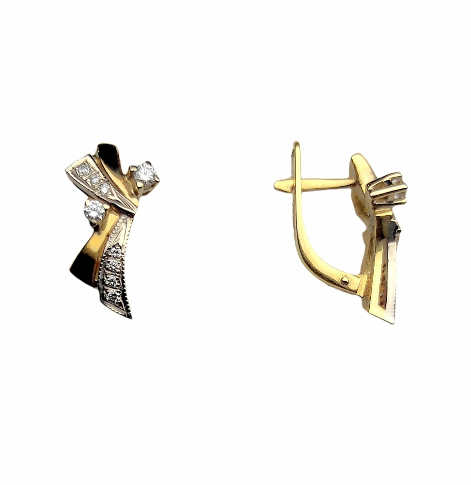 Серьги из желтого золота с бриллиантами C 4432222 Серьги (Au 750)