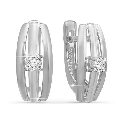 Серьги из белого золота c бриллиантами БР120590 Серьги (Au 585)