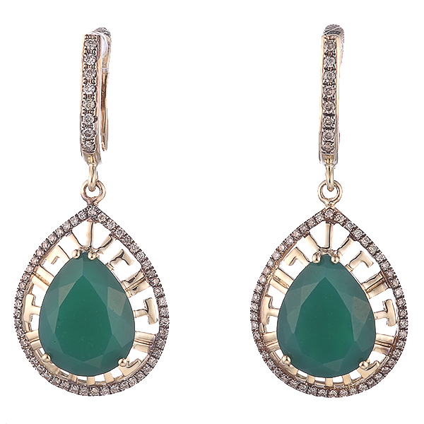 Серьги из желтого золота с агатом и бриллиантами 33500100309 Серьги (Au 585)