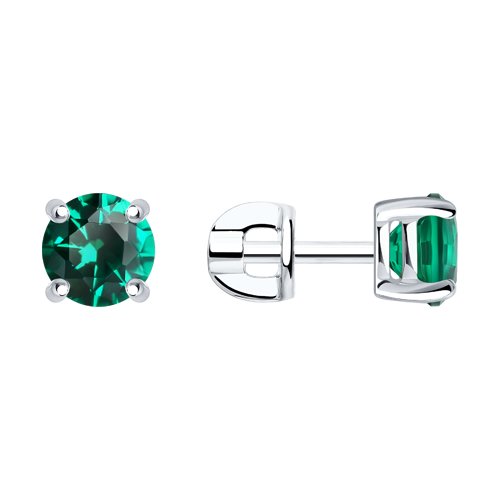 Серьги пусеты из серебра с фианитами 94020531 Серьги (Ag 925)