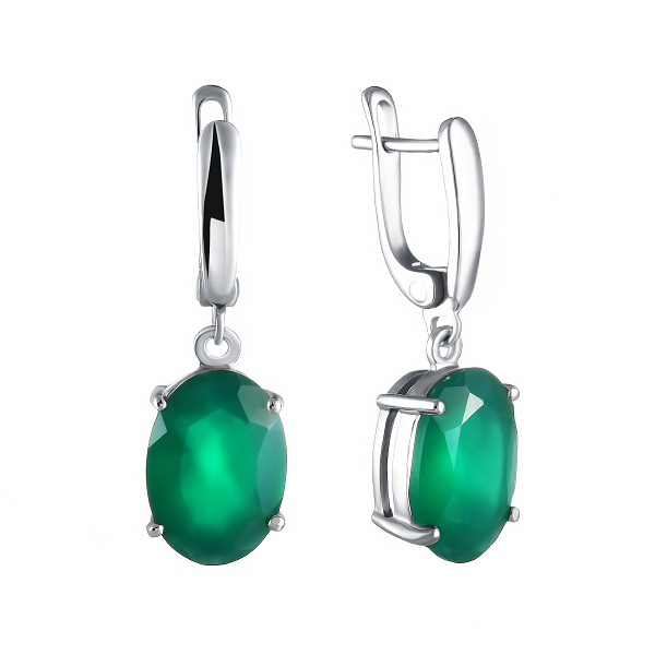 Серьги из серебра с агатом 3490004134805 Серьги (Ag 925)
