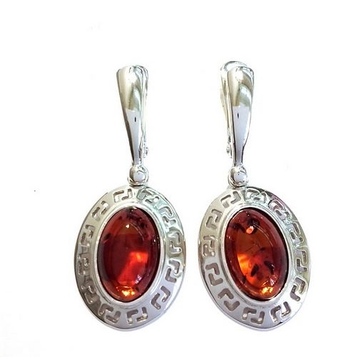 Серьги из серебра с янтарем 25020200125 Серьги (Ag 925)