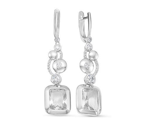 Серьги из серебра с фианитами  с125641 Серьги (Ag 925)