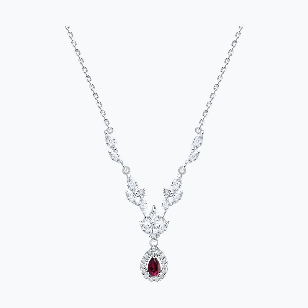 Колье из серебра с рубином и фианитами 64070001 Колье (Ag 925)