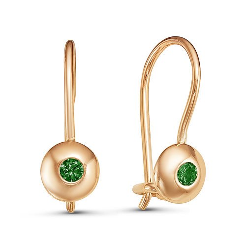 Серьги из золота с синтетическими вставками детские 125038 Серьги (Au 585)