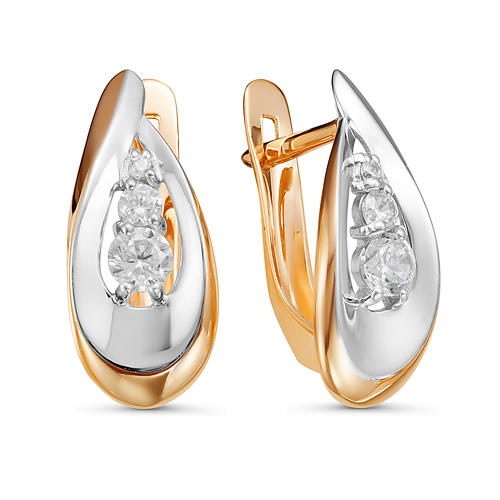 Серьги из золота с фианитами 127072 Серьги (Au 585)