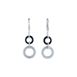 Серьги из серебра с ониксом и кубическими циркониями 2860006003411 Серьги (Ag 925)