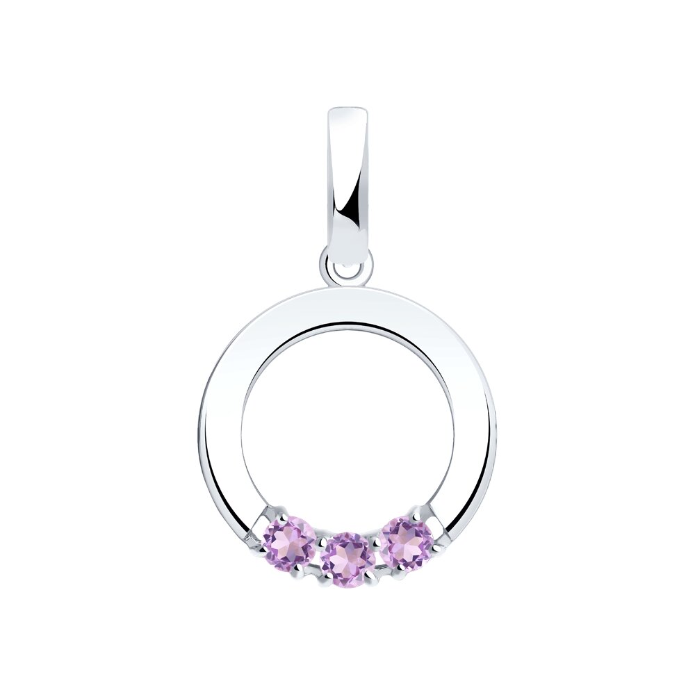 Подвеска из серебра с аметистами 92030596 Подвеска (Ag 925)