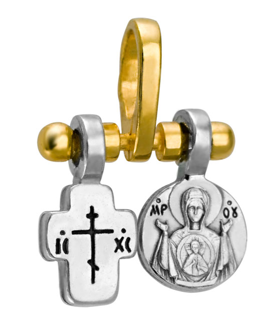 Крест из серебра с золочением 100661 Крест (Ag 925)