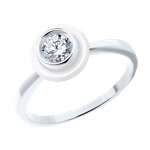 Кольцо из серебра с керамикой и фианитом 94013756 Кольцо (Ag 925)